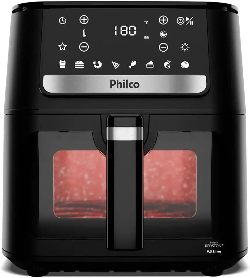 Air Fryer Philco 9,5L Visor Glass Redstone